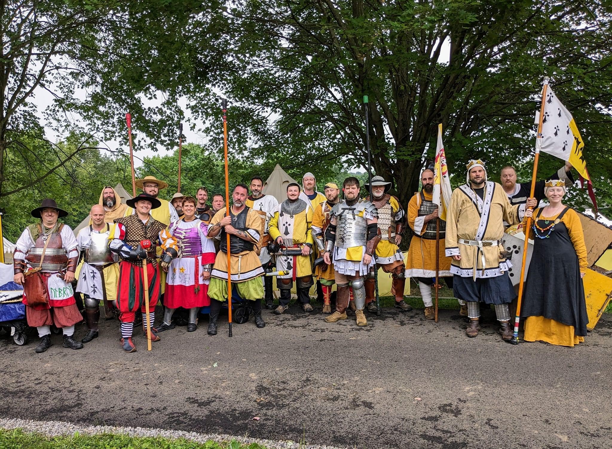 Barony of the Flaming Gryphon armored fighters at an event